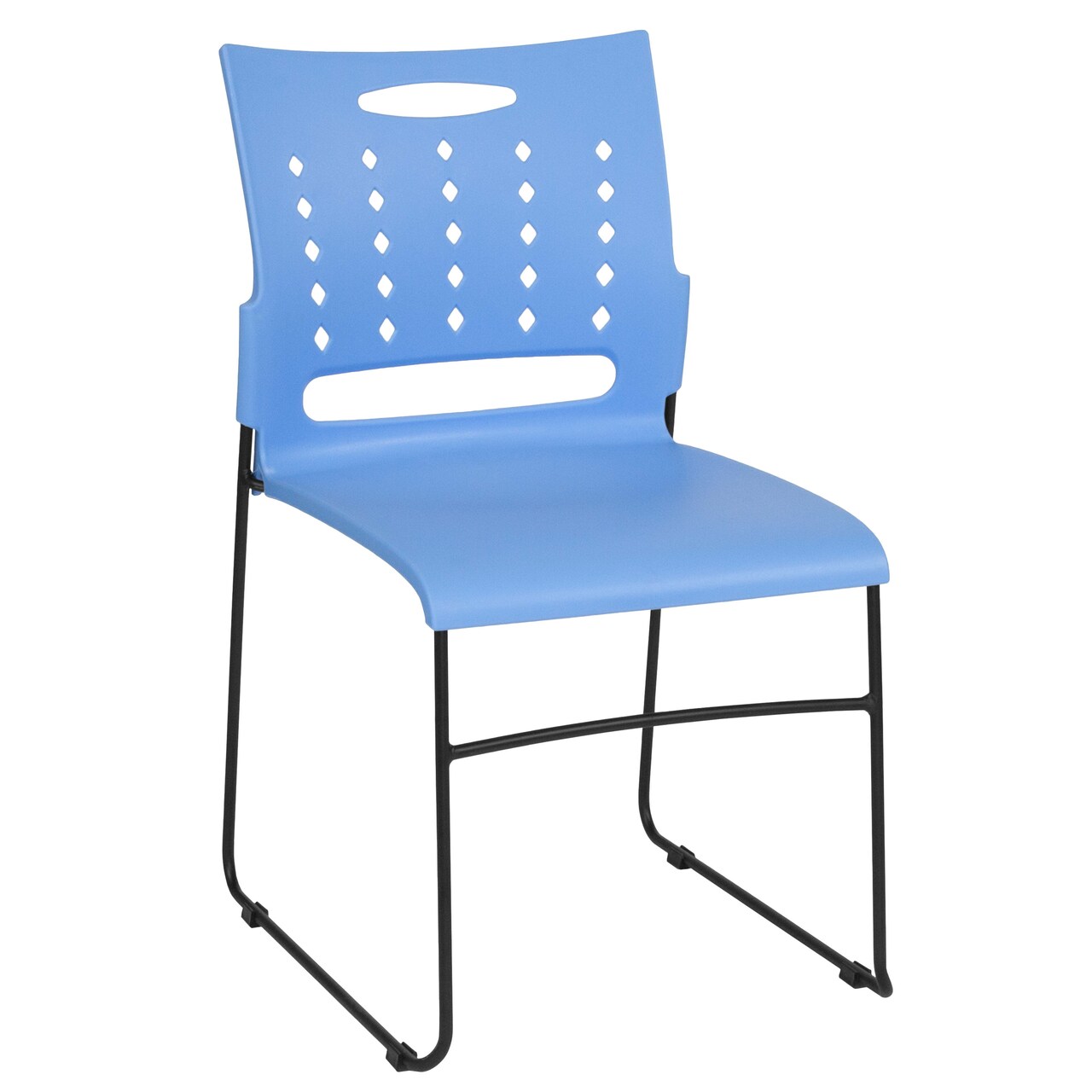 Emma and Oliver Home Office Plastic Accent Sled Base Stack Chair - Air-Vent Back